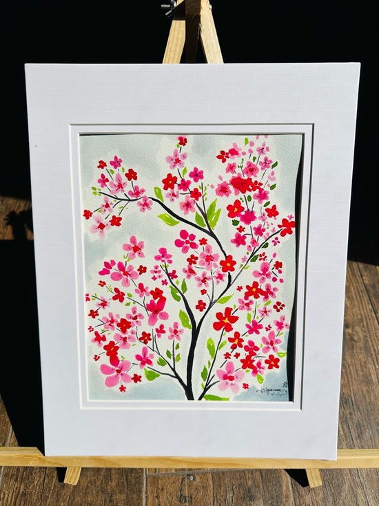 Other - Hand-Made New Watercolor Art Cherry Blossoms